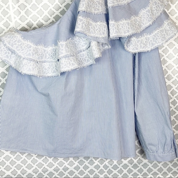 NWT Veronica Beard Isla One Shoulder Ruffle Trim Blouse - Picture 8 of 12